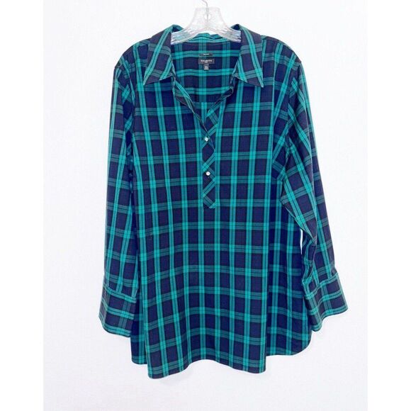 Talbots Plus Non-Iron Blackwatch Top 22W - Picture 1 of 7